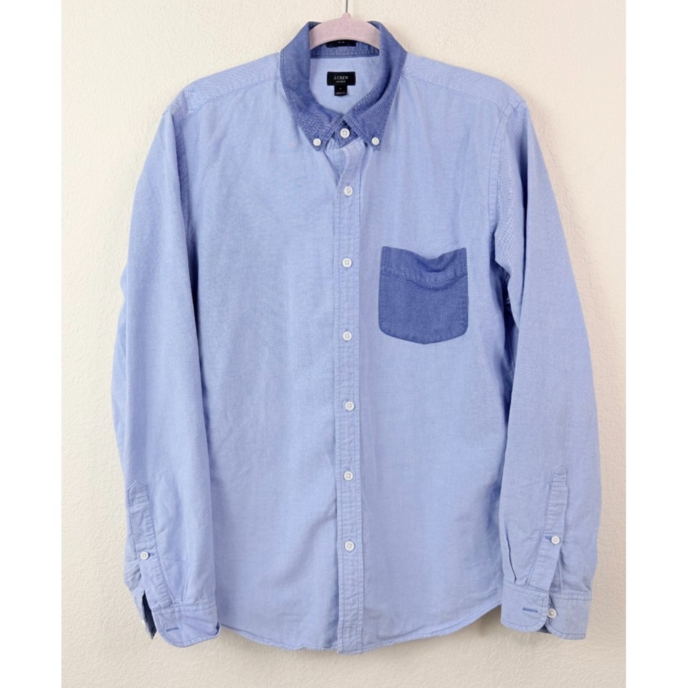 J.Crew Oxford Shirt Men's L Slim Fit Blue Button Down Preppy Casual Old Money
